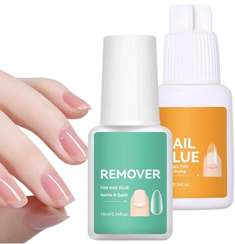 Dissolvant de colle pour faux ongles - Élimination rapide et longue durée, kit de colle et dissolvant pour faux ongles, pour femmes et filles débutants, utilisation quotidienne, voyage, maison, salon