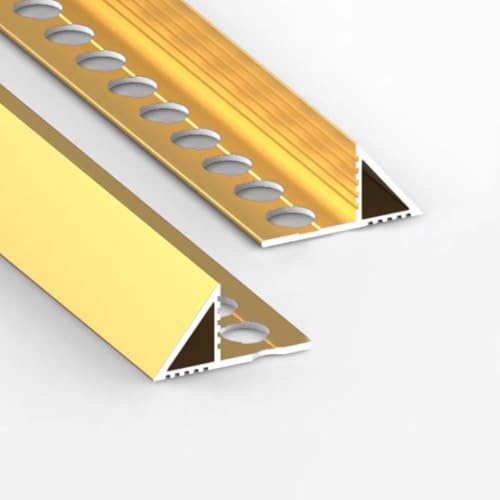 RTVGNSZSJL Striscia di Transizione Alluminio per Piastrelle E Pavimenti 125cm 2 Pezzi Profilo Terminale A Rampa per Piastrelle，Profilo di Transizione Muri(Gold,L90xW1cm(36x2/5))