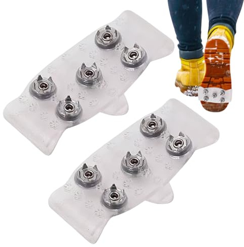 Anti Rutsch Schuhspikes, Eisgriffe Für Schuhe Und Stiefel, rutschfeste Eiskrallen Mit 5 Stahlstollen, 5 Zähnige Schuhkrallen, Schuhgriffe Schuhspikes Zum Überziehen, Schneespikes Für Wanderschuhe
