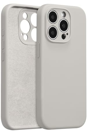 ZTOFERA Liquid Silicone Case for iPhone 15 Pro (6.1), Stone Grey | Anti-Scratch Soft Microfiber Lining, Fresh Solid Color, Lightweight, Full Camera Protection, Shockproof Protective Cover