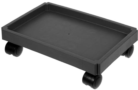 HOMSFOU Plateau à roulettes pour Jardinières, Support de Pot de Fleurs Rectangulaire en Plastique Noir Café 32 Cm, Base Mobile Robuste pour Plantes D'intérieur et D'extérieur, Facilite