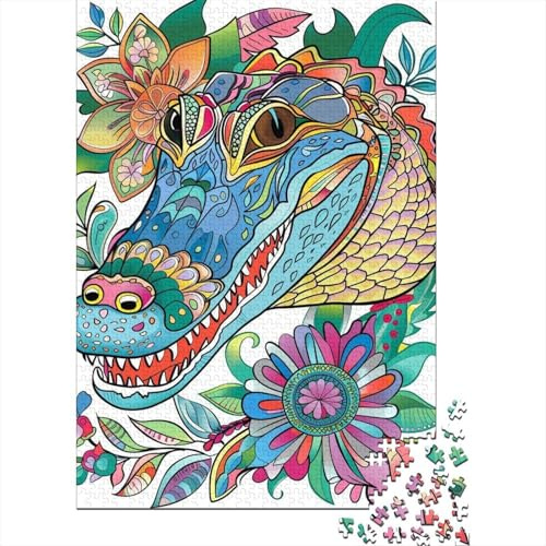 1000-Teile-Puzzle Für Erwachsene Colorful Crocodile Coloring Page Puzzle Für Erwachsene Spielzeug Wanddekoration Handgeschwindigkeitsrennen Schwierig Und Herausfordernd 52x38cm/1000pcs