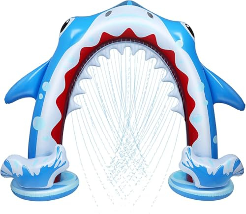 Inflatable Arch Sprinkler Shark, 95.4 x 78.7'' Summer Outdoor Sprinkler Water Toys for Kids, Large Water Sprinkler Toys for Boys & Girls