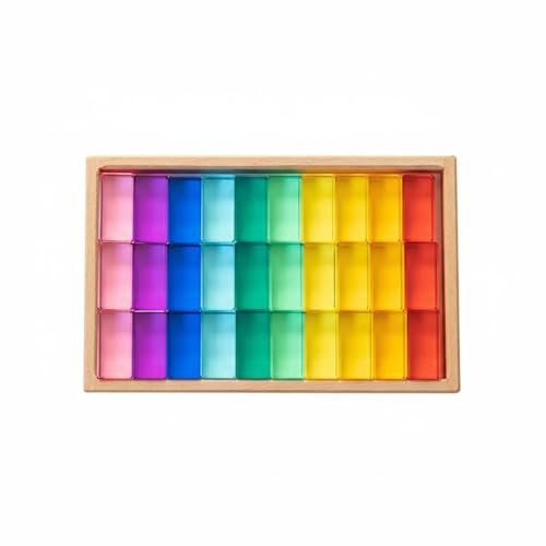 HuadaXtai Acryl Bausteine Set Konstruktionsspielzeug Steckblöcke Lernspiel Kreativspiel Langlebiges Transparentes Material für Kinderzimmer Vorschule Kindergarten Spielzimmer, Transparent 30PC