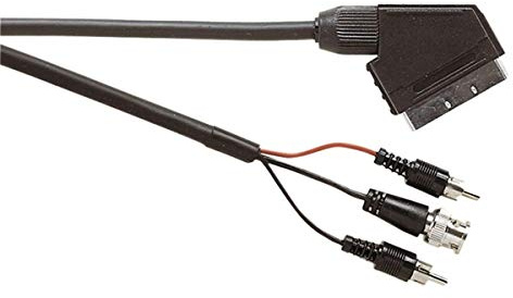 Electrovision Black 1.5 m Multicore Screened Scart Plug to BNC and 2 x Phono Plugs
