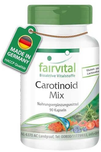 fairvital Carotinoid Mix, 90 Kapseln, schluckfreundlich, HOCHDOSIERT, VEGAN, natürliche Carotinoide mit Anthocyanen