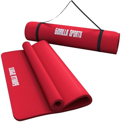 GORILLA SPORTS® Yogamatte - 190x60x1,5 cm oder 190x100x1,5 cm, mit Tragegurt, Phthalatfrei, Rutschfest, Farbwahl - Gymnastikmatte, Fitnessmatte, Sportmatte, Trainingsmatte, Übungsmatte