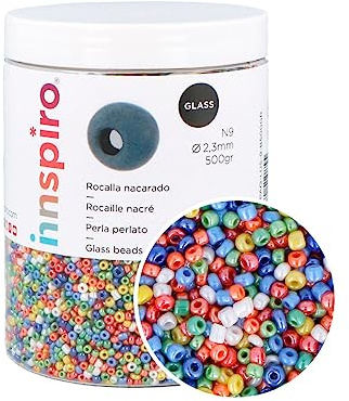 INNSPIRO Rocaille en verre rond nacré mélange 2,3 mm. 500 gr. env. N9