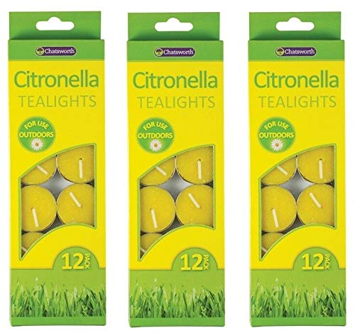36 x Citronella-Teelichter, für den Außenbereich, Citronella-Kerzen, Anti-Mittle-Garten