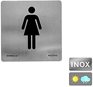 Normaluz RD727010 - Señal Adhesiva Cuadrada Aseos Mujeres Acero inoxidable Adhesivo 0.8 mm 12x12 cm