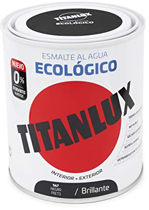 Titanlux - Esmalte Agua Ecologico Brillante, Negro, 750ML (ref. 00T056734)