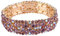 EVER FAITH Damen Runde Österreichische Kristall Elegante Braut Stretch-Armband Lila Gold-Ton