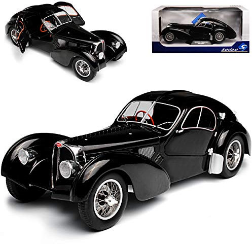 Solido Bugatti Atlantic Typ 57 SC Coupe Schwarz 1934-1940 1/18 Modell Auto mit individiuellem Wunschkennzeichen