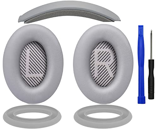 SOULWIT Ersatz Ohrpolster Polster + Kopfband Stirnband Headband+ Silikon Ohrpolster Schutz Abdeckung Abdeckungen, Ersatz Zubehör Kit für Bose QuietComfort 35 QC35, QC35 ii Over-Ear-Kopfhörer