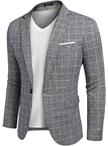 Coofandy Herren Lässig Klassisches Hemd (1er Pack) | Leinenhemd für Herren, normale Passform, bequem, leicht, atmungsaktiv, Strandhemd