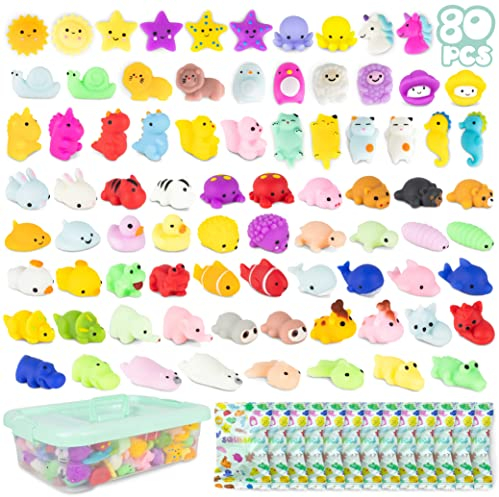Mochi Squishy Set Mitgebsel Kindergeburtstag Gastgeschenke 80 Stück - BONNYCO | Kleine Geschenke für Kinder, Mitbringsel Kindergeburtstag Gastgeschenk, Pinata Füllung | Give Aways Einschulung Set