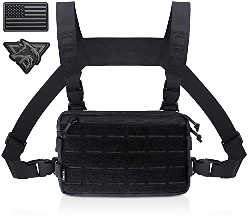 WYNEX Taktische Brust-Rig-Packung für Herren, Lauf-Brusttasche mit Frontschlaufe, Recon Chest Rigs für die Jagd, Outdoor, EDC, Schwarz