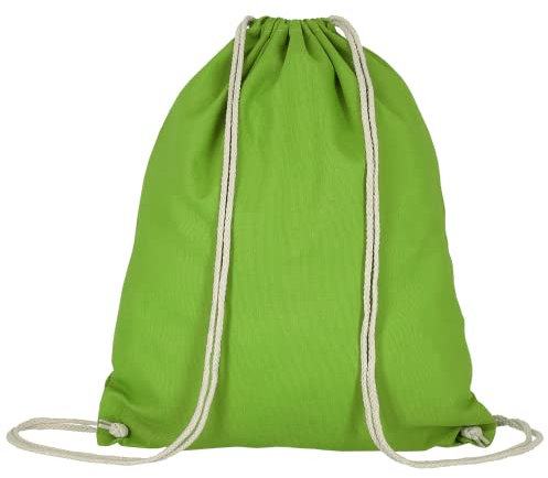 TEXXILLA 10er Pack Turnbeutel - Oeko-TEX 100 Zertifiziert | mit robusten Zugbändern | 38x46cm | Jutebeutel | Einkaufstasche | unbedruckt, Farbe:hellgrün, Größe:10 Stück