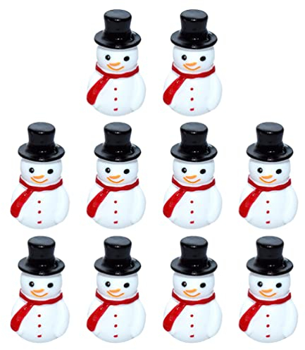 Gadpiparty 10 Stück Miniatur-Weihnachtsschneemannfiguren Winzige Weihnachtsfiguren Mini-Harz-Schneemänner Mikrolandschaftsornamente für Schneekugeln Feengärten Puppenhausdekore Schwarz