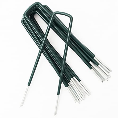 Tent Pegs Metal Half Green Dipped 50 Pack of 6 Garden Peg - Heavy Duty Galvanised Steel Pins for Camping, Securing Fake Artificial Grass,Astro Turf, Weed Membrane and Garden Netting Ground Sheets