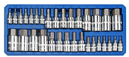 Blue Spot Tools 32 PCE 1/4 3/8 & 1/2 Hex Bit Socket Set (2-19mm) (1/4-9/16)