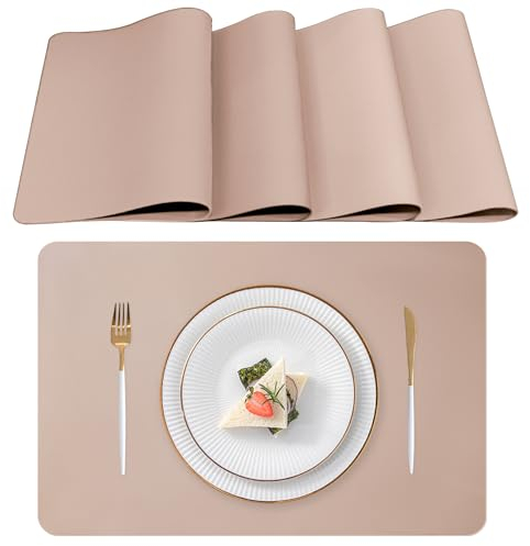 Lumaca Tischsets Abwaschbar, Set mit 4 Platzsets Abwaschbar,Tischset Hitzebeständig, rutschfest, für Küchentisch und Restaurants,Rose