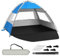 Laneetal Strandmuschel UV-Schutz 50+, tragbares Strandzelt für 3-4 Personen, Sonnenzelt Strand, Sonnenschutz Windschutz, mit Tür Netzfenstern, aus Fiberglasstangen (‎Blau, ‎200 x 150 x 120 cm)