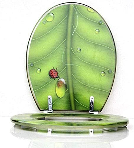 Abattants de WC Feuilles 3D Abattant de WC à Fermeture Lente Abattant de WC avec Couvercle Abattant de WC Robuste en résine (A) (A)