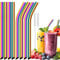 NiHome Lot de 8 pailles extra larges réutilisables en acier inoxydable irisé pour thé à bulles Boba, smoothies et milkshakes, 4 droites et 4 pliées, avec 2 brosses de nettoyage, passent au