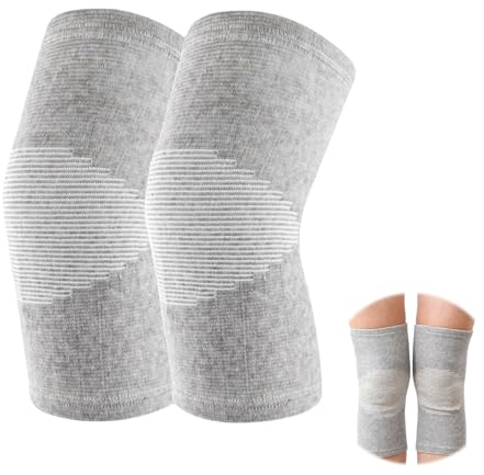 2 rodilleras de bambú para mujer, artrosis, vendajes ajustables, rodilleras, rodilleras, rodilleras, rodilleras, rodilleras, compresión para voleibol, entrenamiento, artrosis, rodillera, deportes (L)