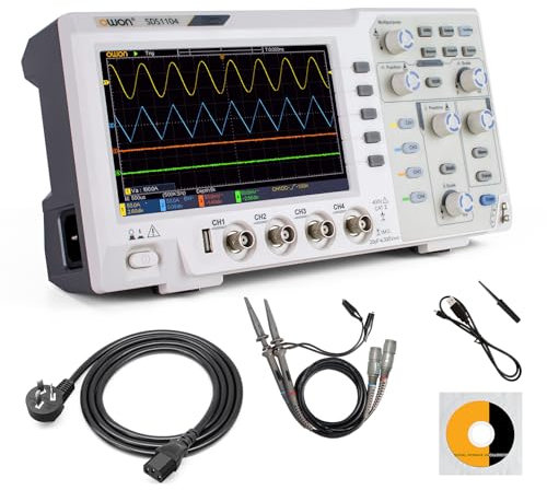 OWON SDS1104 100Mhz Digital Oscilloscope, 7 inch LCD Digital Storage oscilloscope Support SCPI, and LabVIEW,1GS/s 4 Channels Standard Decoder