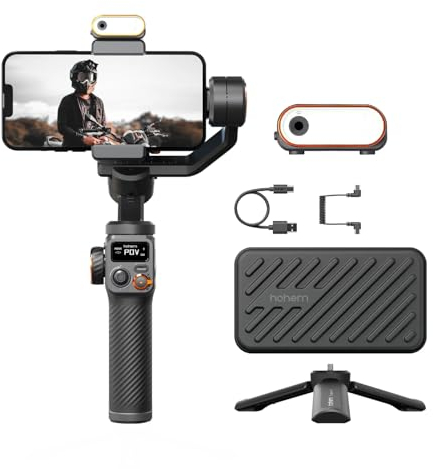 hohem iSteady M6 Kit Gimbal Smartphone 3-Achsen-Handy Stabilisator mit Magnetischer AI-Tracker RGB-Fülllicht 0.91 Zoll OLED-Display Max. Nutzlast 400g,Gimbal für iPhone Android