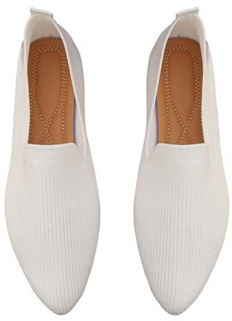 Flache Schuhe Zum Kleid Sommerschuhe Damen Bequem Gewebte, orthopädische, atmungsaktive, weiche Schuhe für Damen, zum Spazierengehen, Slip-On-Schuhe aus Damen Slip On Sneakers Damen (White, 41)