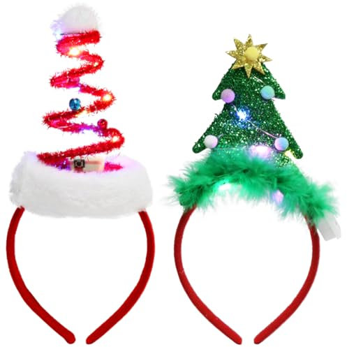 2 Stück Weihnachts haarreif mit LED,Weihnachten Beleuchtete Stirnbänder,Weihnachts Haarschmuck für Kinder und erwachsene,Stirnbänder für Weihnachtsfeiern accessoires