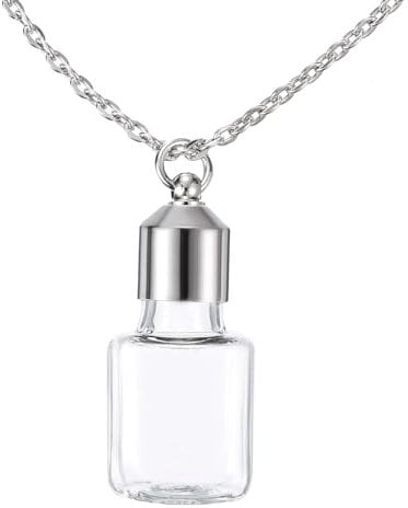 sourcing map 10 Pcs Name on Rice Glass Vial Pendant 14.5mm Widths Mini Glass Bottles, for Necklace Wish Bottle DIY Pendant Craft Souvenirs
