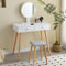 Ezigoo Dressing Table with Mirror and Stool White 80cm Length with Lights for Daily Makeup