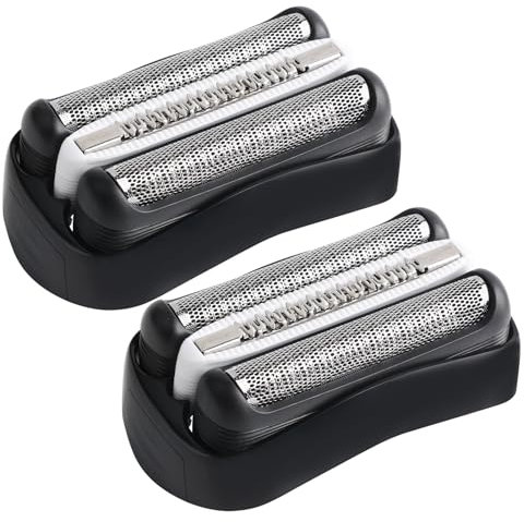 2 Stück Ersatz-Scherkopf Kompatibel mit Braun Series 3, 32B Rasierköpfe Ersatzklingen Klingen Rasierkopf für Series 3 3000s, 3010s, 3040s,3050cc, 300s, 310s etc (32B, Schwarz)