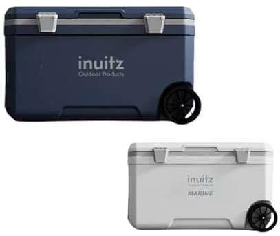 Inuitz Nevera Portatil con Ruedas 70L Camping, Excursiones y Reuniones al Aire Libre, Capacidad Ideal y Diseño Ergonómico para Facilitar el Transporte (Azul)