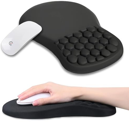 Mouse Pad – Ergonomic Mouse Mat Wrist Rest with Massage Design, Wrist Rest Pain Relief Mouse Pad with Memory Foam, MouseMat for Wireless Mouse and Desk