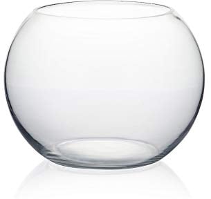 WGV Bowl Glass Vase, Diameter 8, Height 6, Open Width 4.75, Clear Bubble Vase, Plant Container, Fish Bowl for Wedding Party Event, Home Office Decor, 1 Piece
