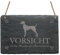 Schiefertafel Magyar Vizsla « VORSICHT VOR DEM FRAUCHEN DER HUND IST HARMLOS » Schild mit Hunde Motiv - Haustier Dekoration Dekoschild - Ungarischer Vorstehhund