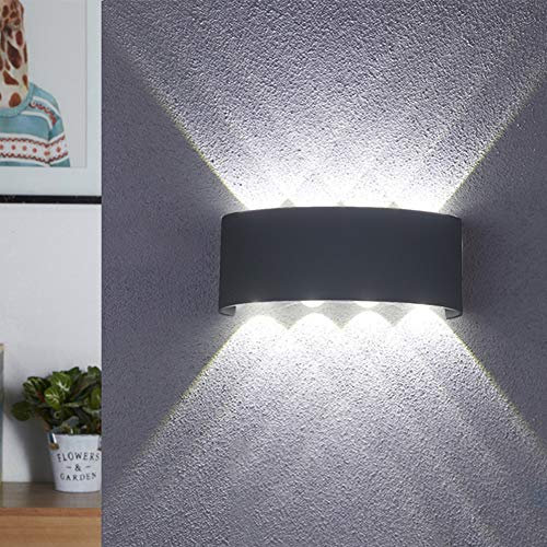 BELLALICHT Wandlampe Außen 8W Wasserdicht IP65 Modern Up Down Leuchte Wandlicht aus Aluminium Wandbeleuchtung für Bad Flur Kinderzimmer Treppenhaus Wohnzimmer Schlafzimmer