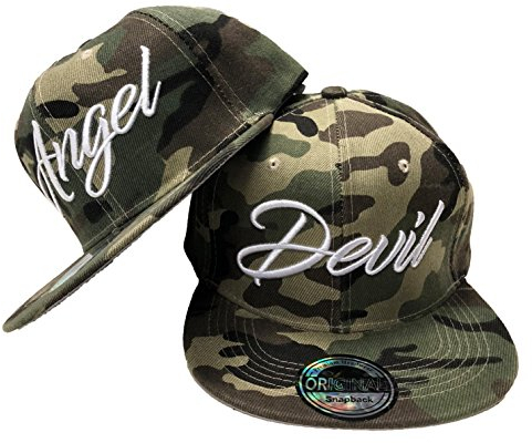 JameStyle26 Angel & Devil Snapback Set USA Cap Kappe Basecap Mütze Trucker Cappy Kult Partner Look (Angel & Devil Camouflage Set)