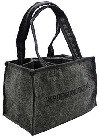 Hillfield® Filz Herrentasche Bottlebag Herrenhandtasche, Filztasche, Flaschentasche, Flaschenkorb, Flaschenträger für 6 Flaschen bis 0,5l, anthrazit (1 Stück, Filz)