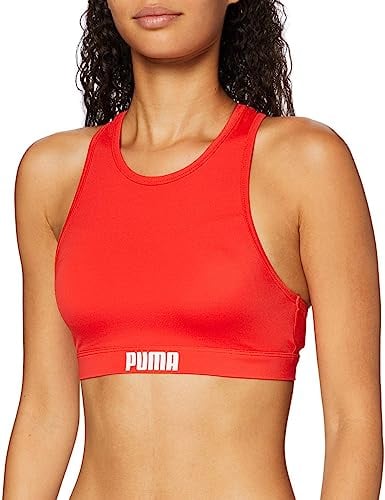 PUMA Women's Damen Racerback Schwimmoberteil Racerback, red, XS
