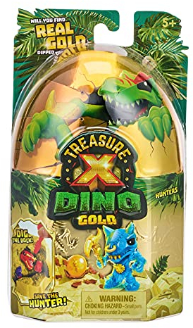 TREASURE X Dino Gold : Coffret Individuel Chasseurs de Dinosaures. Découvre l’expérience Sauve et collectionne des Dinosaures Miniatures ! Découvriras-tu Un trésor en Or véritable ?