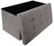 Dripex Large Folding Storage Ottoman Box Toy Chest and Footstool Grey Linen Fabric, Chest with Lid, 80L Capacity, Comfy Sponge Bench Space Saving 76 x 38 x 38 cm