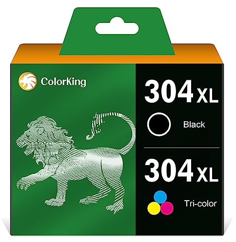 ColorKing Wiederaufbereitet 304XL Patronen Kompatibel für HP 304 Druckerpatronen für Envy 5030 5010 5020 5032 für Deskjet 2630 2620 2622 3720 3730 3735 3750 3760 3762 (Schwarz, Farbe, 2er-Pack)