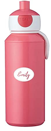 4youDesign pinke Trinkflasche -PUNKTE- für Kinder, personalisiert mit Namen, in 6 Farben – Pop-up Flasche für Schule & Sport – Geschenkidee zur Einschulung