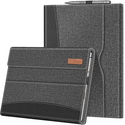 Fintie Hülle für Microsoft Surface Pro 8 13 Zoll (2021) - Multi-Sichtwinkel Hochwertigem Kunstleder Tasche Schutzhülle mit Dokumentschlitze, Type Cover Kompatibel, Grau
